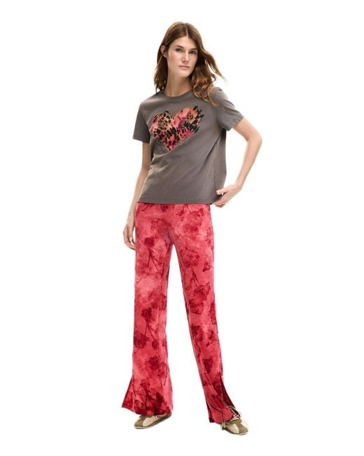 Desigual Red Flocked Pants