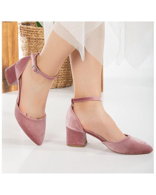 Forever & Always Shoes Pink Marcelle Low Block Heel Pumps