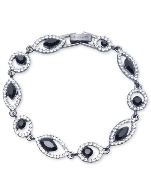 Givenchy Blue Rhodium Glass Stone Silver-tone Flex Bracelet