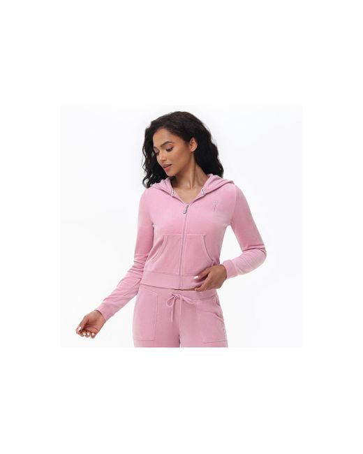 Juicy Couture Pink Heritage Cotton Velour Hoodie