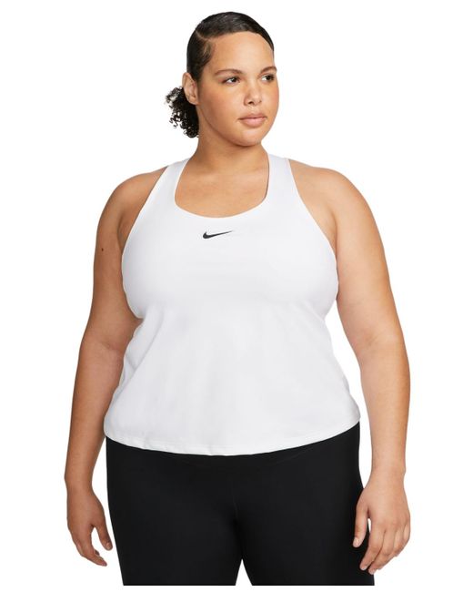 Nike White Plus Size Active Medium-support Padded Sports Bra Tank Top