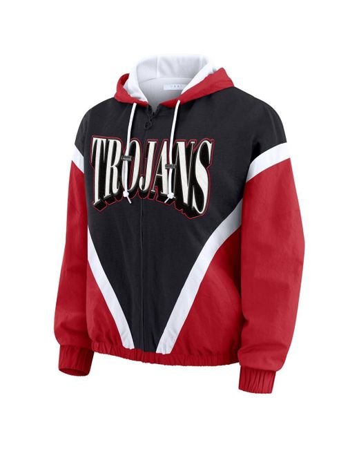 WEAR by Erin Andrews Red Cardinal/black Usc Trojans Color Block Full-zip Windbreaker Jacket