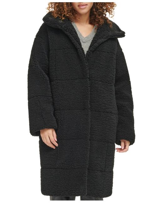 Levi's Black Long Quilted Teddy Coat