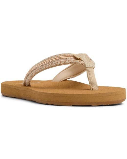 Roxy White Porto Bling Round Toe Flat Sandals