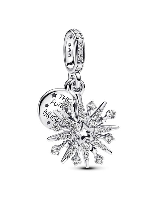 Pandora White Sparkling Firework Double Dangle Charm