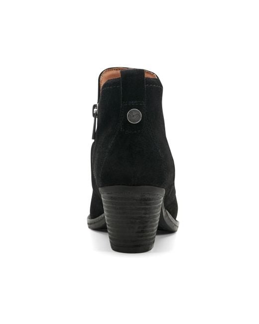 Earth Black Chandy Ruched Block Heel Booties