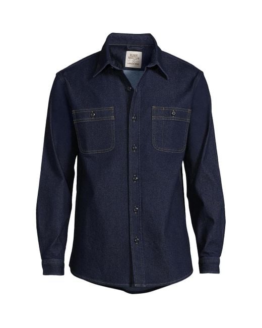 Lands' End Blue Blake Shelton X Traditional Fit rugged Work Shirt for men