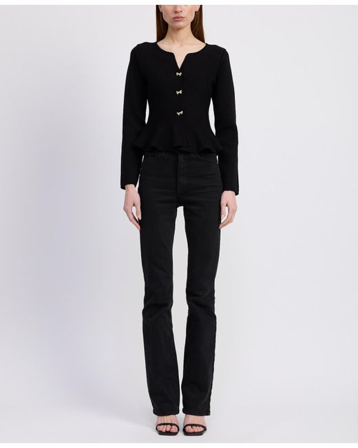 En Saison Black Idah Button Front Cardigan Sweater