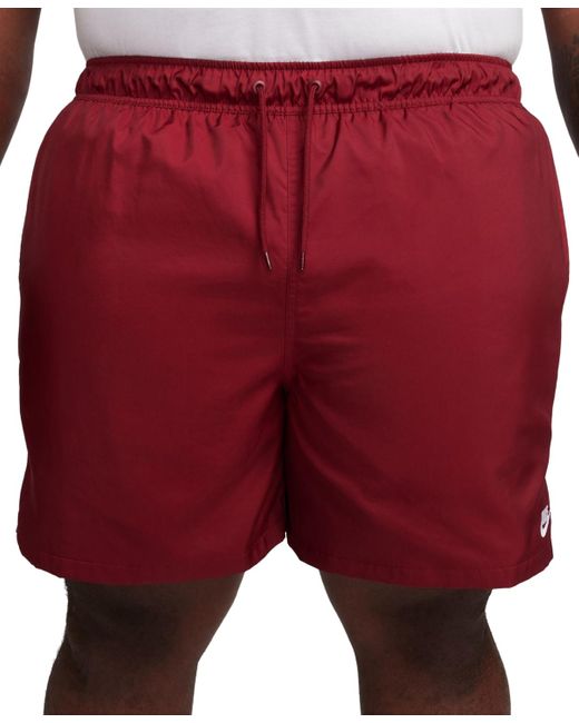 Nike Red Club Flow Relaxed-fit 6" Drawstring Shorts for men