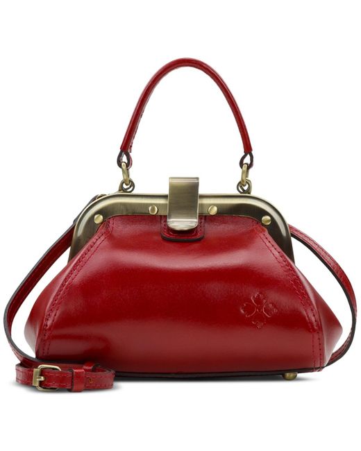 Patricia Nash Red Conselice Small Leather Frame Satchel