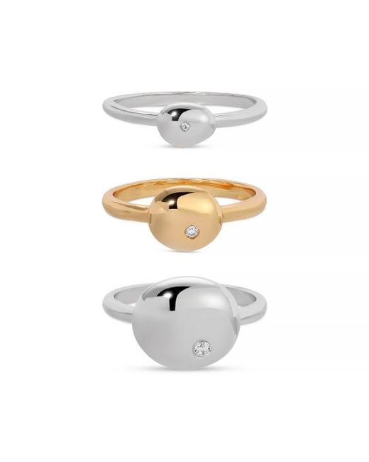 Ettika White Polished Stacking Pebble Ring Set