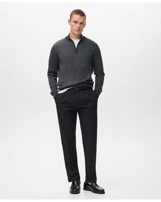 Mango Blue Perkins Neck Wool Sweater for men