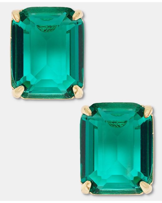 Ralph Lauren Green Rectangular Stone Stud Earrings