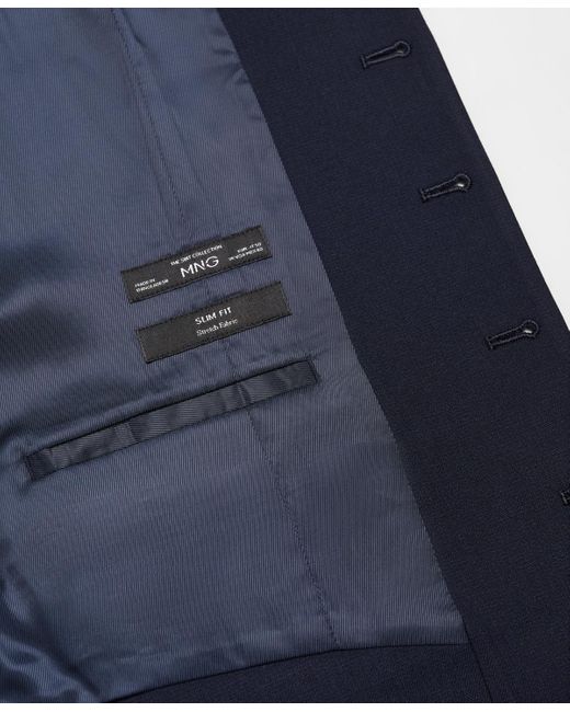Mango Blue Slim-fit Suit Vest for men