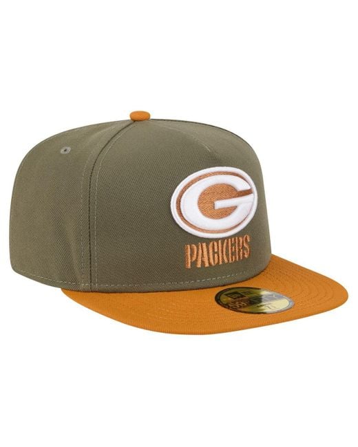 KTZ Â Olive/brown Green Bay Packers Color Pack A-frame 59fifty Fitted Hat for men
