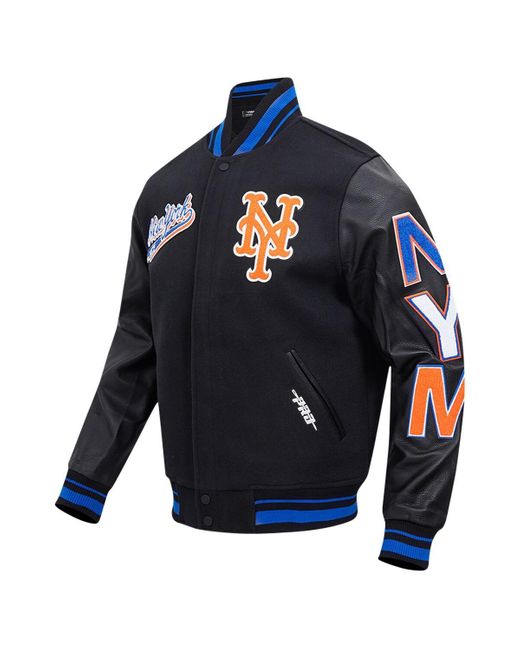 Pro Standard Blue New York Mets Script Tail Wool Full-zip Varity Jacket for men
