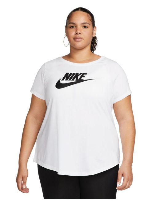Nike White Plus Size Active Sportswear Essentials Short-sleeve Logo T-shirt