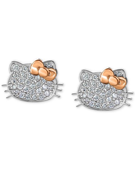 Macy's White Hello Kitty Diamond Pave Stud Earrings (1/4 Ct. T.w.