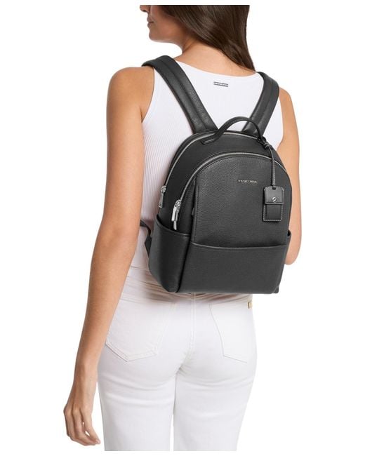 Michael Kors Black Michael Sable Medium Pebbled Leather Backpack