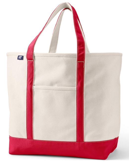 Lands' End Red Extra Large 5 Pocket Open Top Canvas Tote Bag