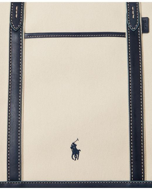 Polo Ralph Lauren White Leather-trim Canvas Large Shopper Tote