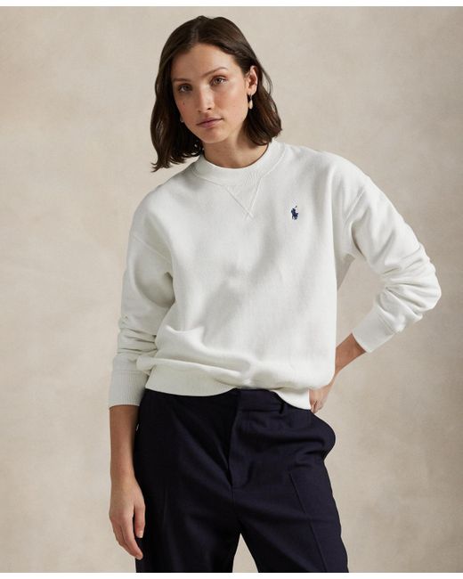 Polo Ralph Lauren White Fleece Crewneck Sweatshirt
