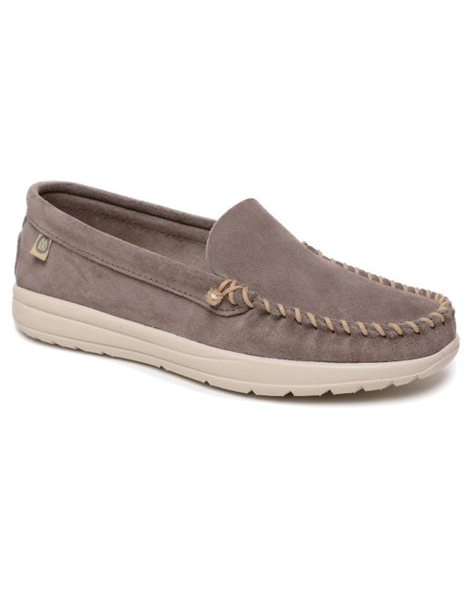 Minnetonka Gray Discover Classic Slip-on Moccasin Shoes