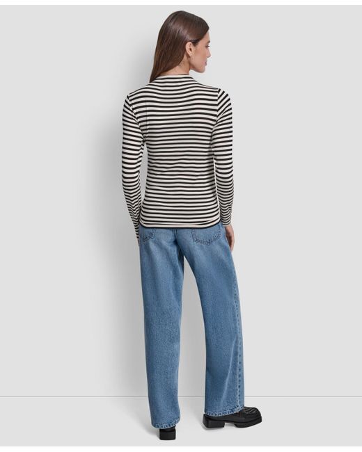 DKNY Blue Embellished Pull-on Top
