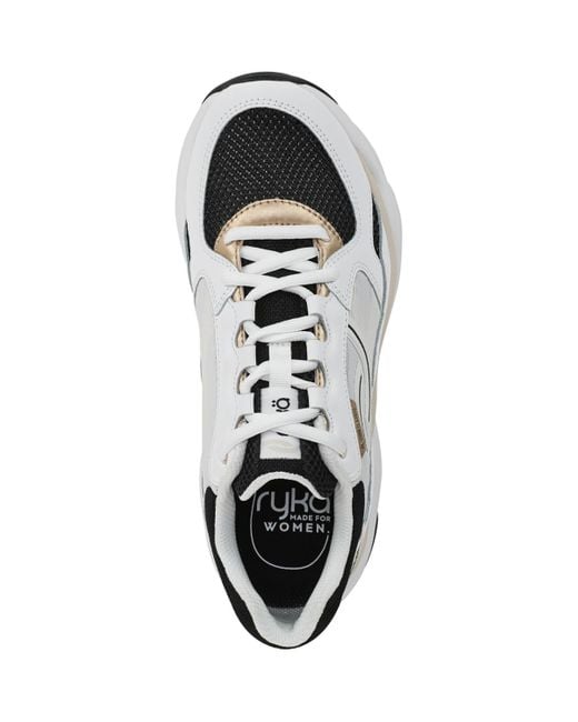 Ryka White Rezorb Max Classic Lace Up Walking Sneakers
