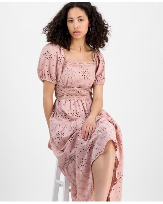 And Now This Pink Eyelet Cotton Maxi Dress