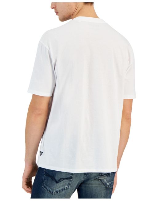 Guess White Arrival Date Logo Graphic T-shirt for men