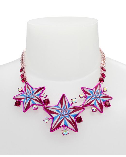 Betsey Johnson Multicolor Faux Stone Festive Star Bib Necklace
