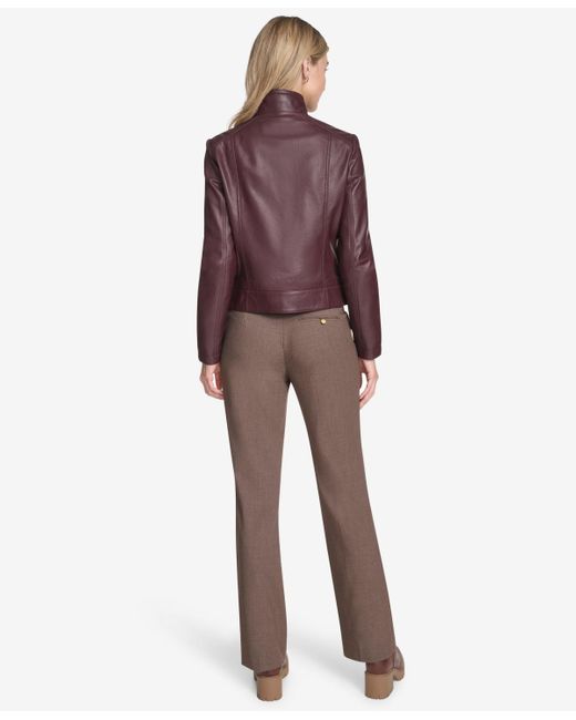 Andrew Marc Purple Rowan Leather Racer Jacket