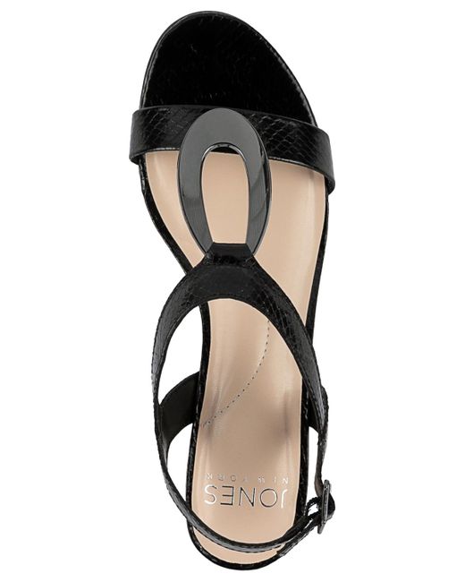 Jones New York Black Carmeyy Strappy Slingback Wedge Sandals