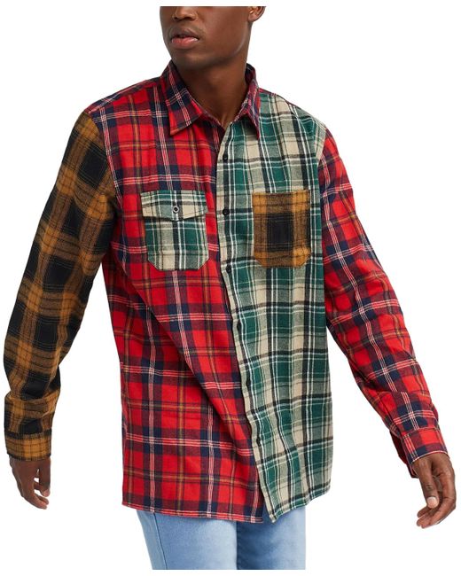 Reason Red Split Flannel Long Sleeves Shirt for men