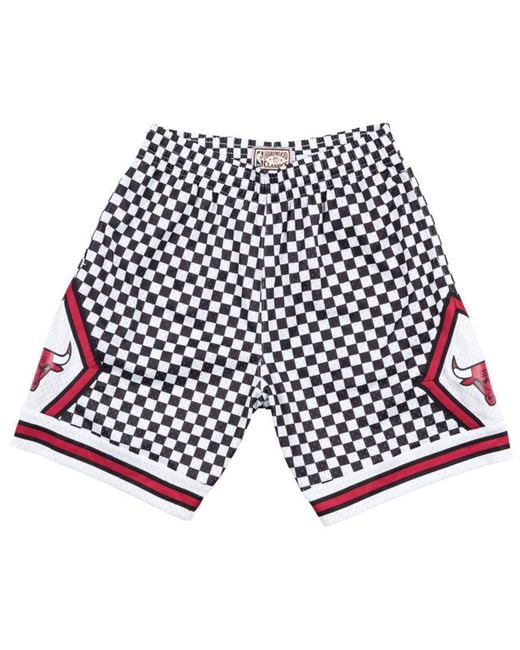Mitchell & Ness Multicolor Chicago Bulls Checkerboard Swingman Shorts for men