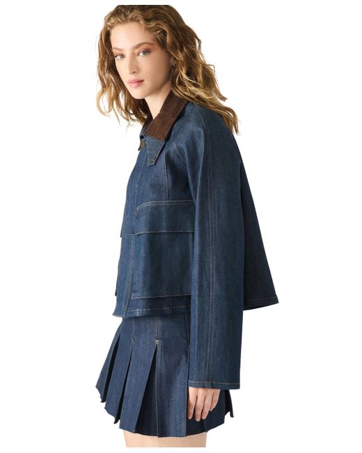 Steve Madden Blue Justina Collared Jacket