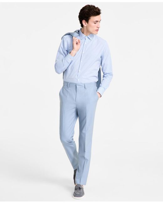 Boss Blue Hugo By Modern-fit Wool Blend Suit Pants for men