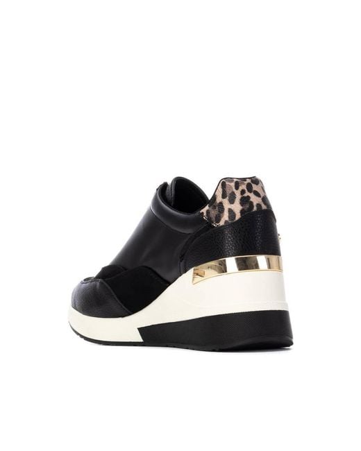 Xti Black Wedge Sneakers By