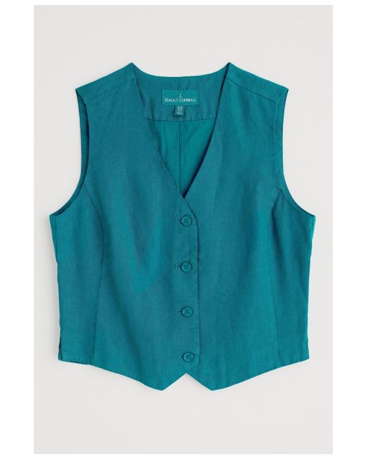 Seasalt Cornwall Blue Blinker Button Front Vest