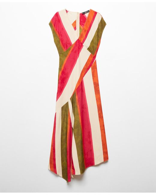 Mango Red Cut-out Striped Dress