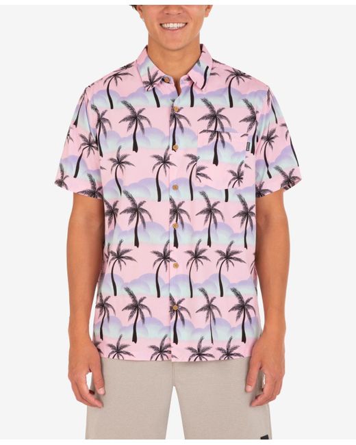 Hurley Red Rincon Print Short Sleeve Button-up Shirt for men