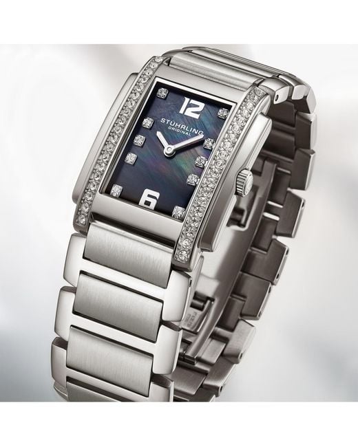 Stuhrling White Serafine 4089.4 S Rectangular Quartz Watch