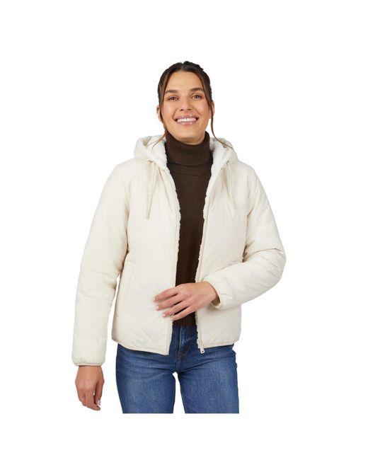 Free Country White Hooded Cirrus Quilted Reversible Jacket