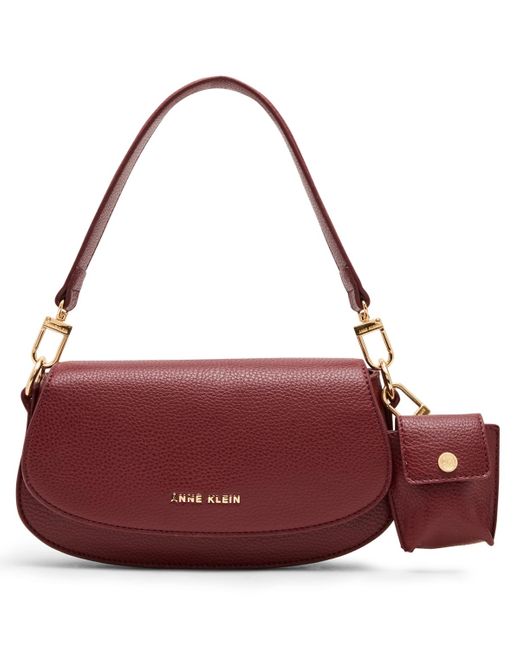 Anne Klein Purple Three Straps Small Saddle Bag