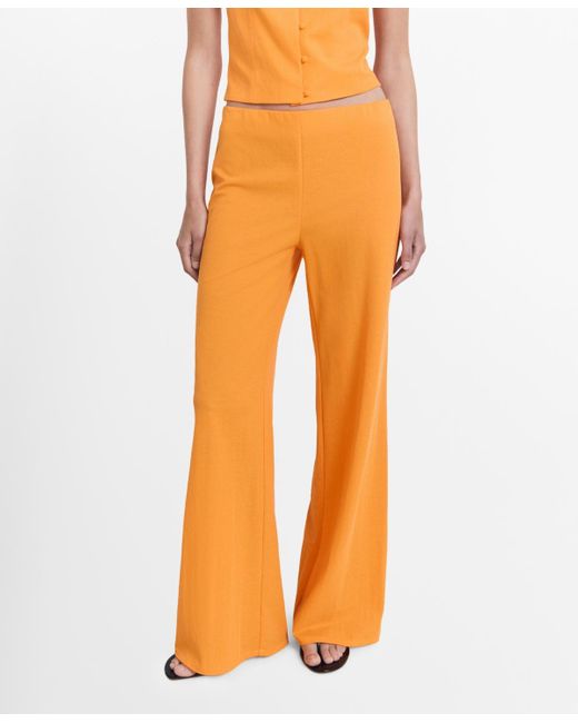 Mango Orange Flowy Straight-fit Pants