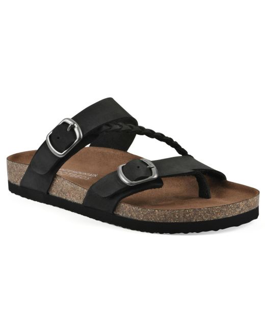 White Mountain Brown Hammy Round Toe Flat Sandals