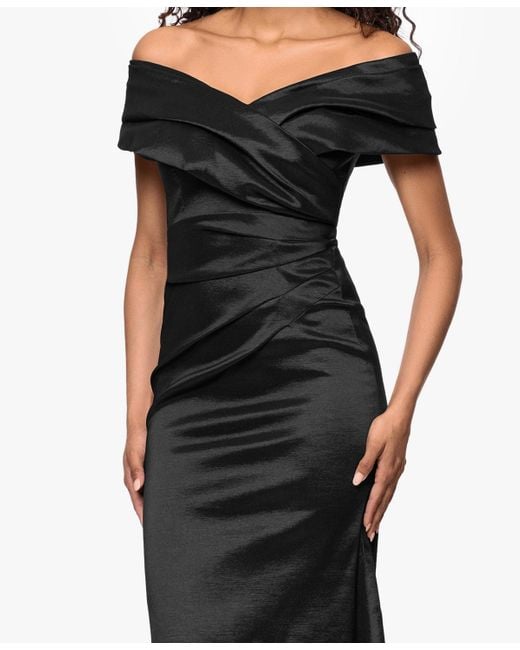 Betsy & Adam Black Petite Off-the-shoulder Dress