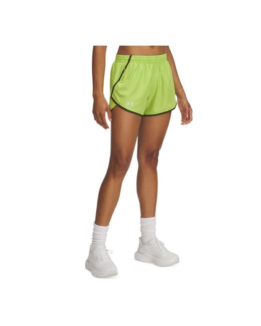 Under Armour Yellow Fly By Mesh-panel Running Shorts