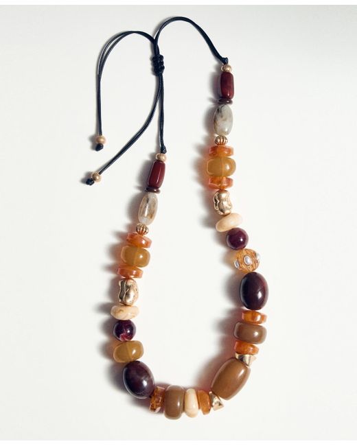 Mango Brown Combined Resin Balls Maxi Necklace